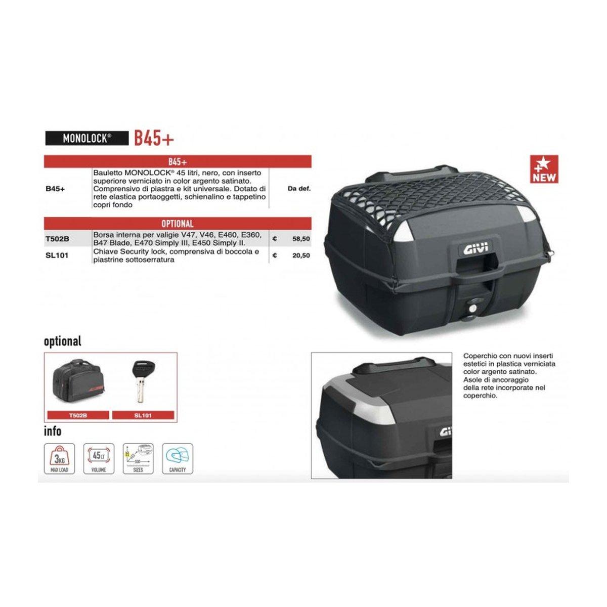 Bauletto monolock 45lt nero