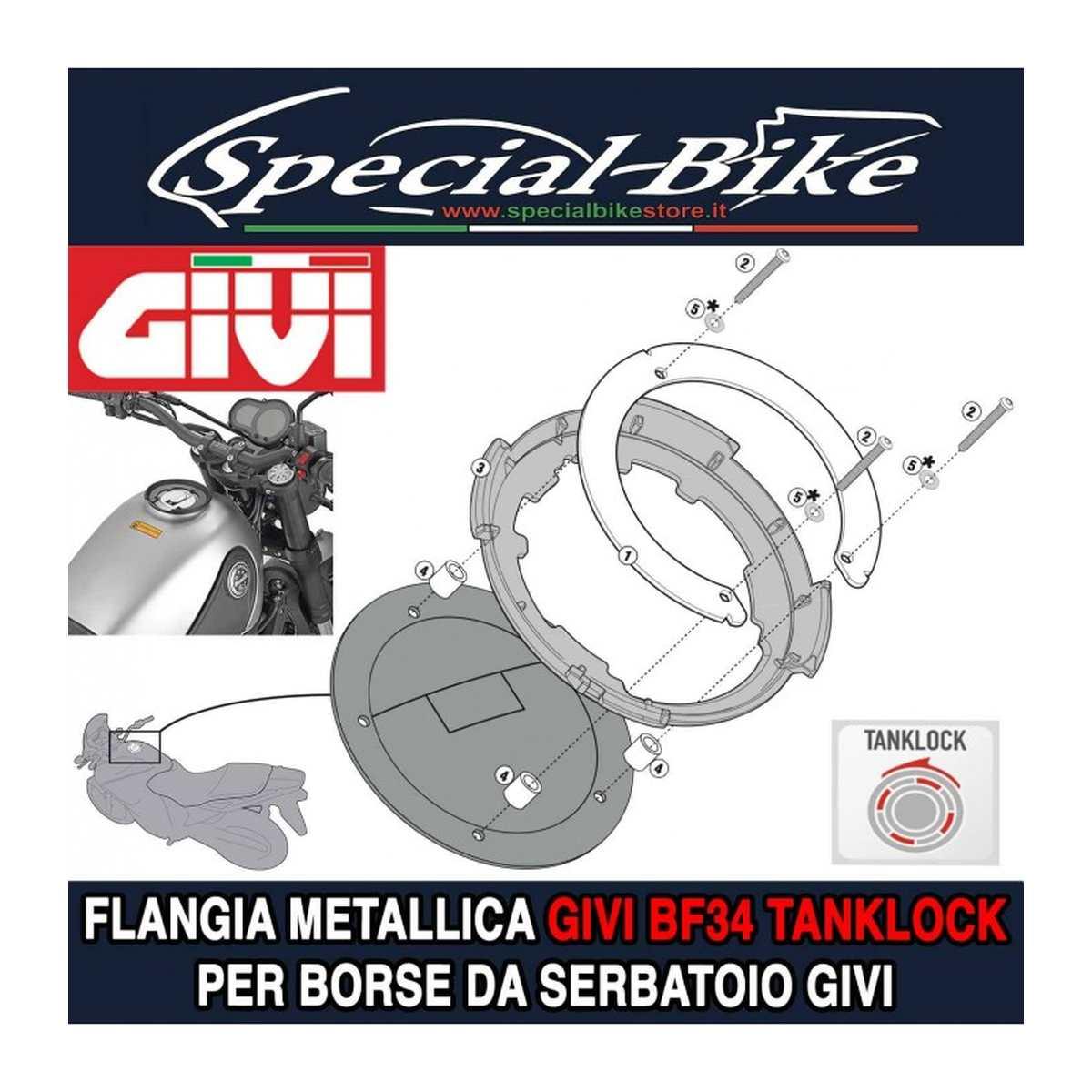 Flangia GIVI per borse da serbatoio TANKLOCK, TanklockED BF34