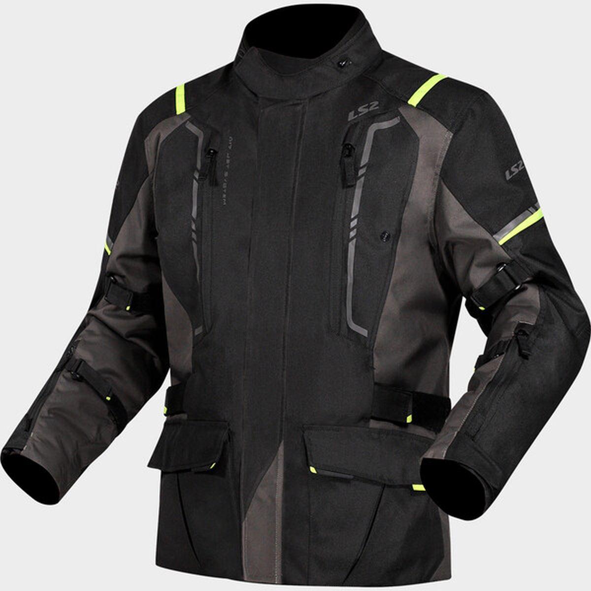 Ls2 narvik man jacket grey black h-v yellow
